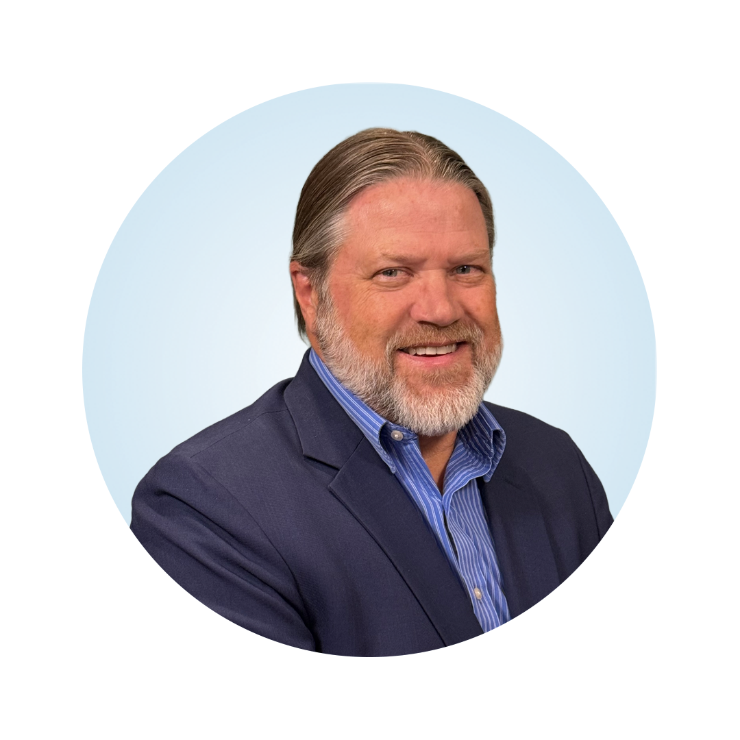 Headshot of Kevin Hampton, Special Assistant to the President, KAITLab, in a circle with a blue background.