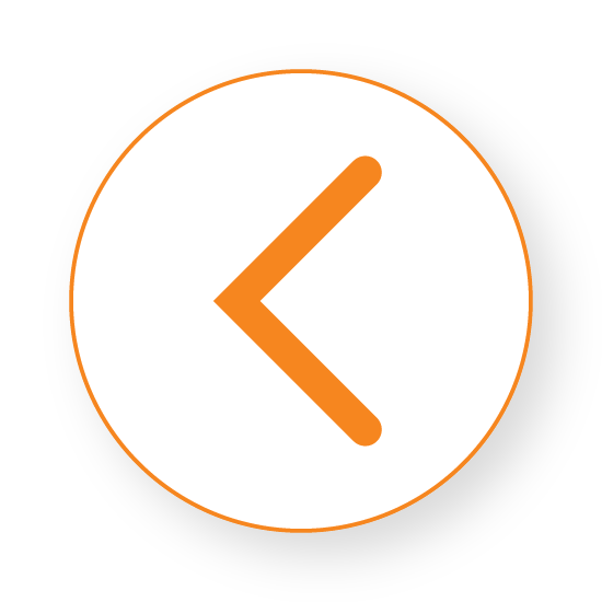 Left pointing orange arrow in a white circle with an orange outline