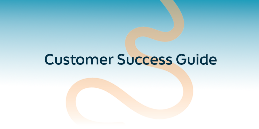 Customer Success Guide title graphic with abstract curved design on a blue gradient background.